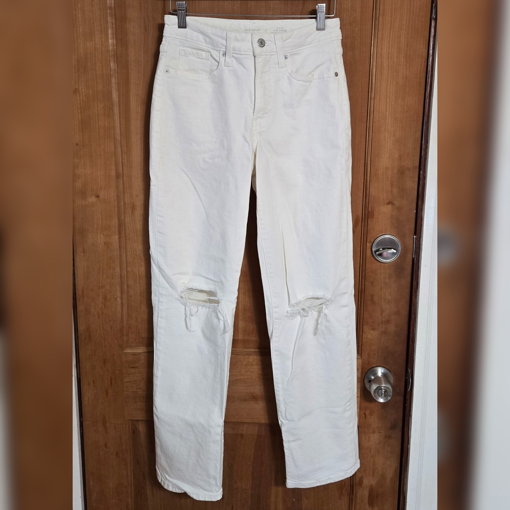 Old Navy Women's Straight Leg Jeans - White
